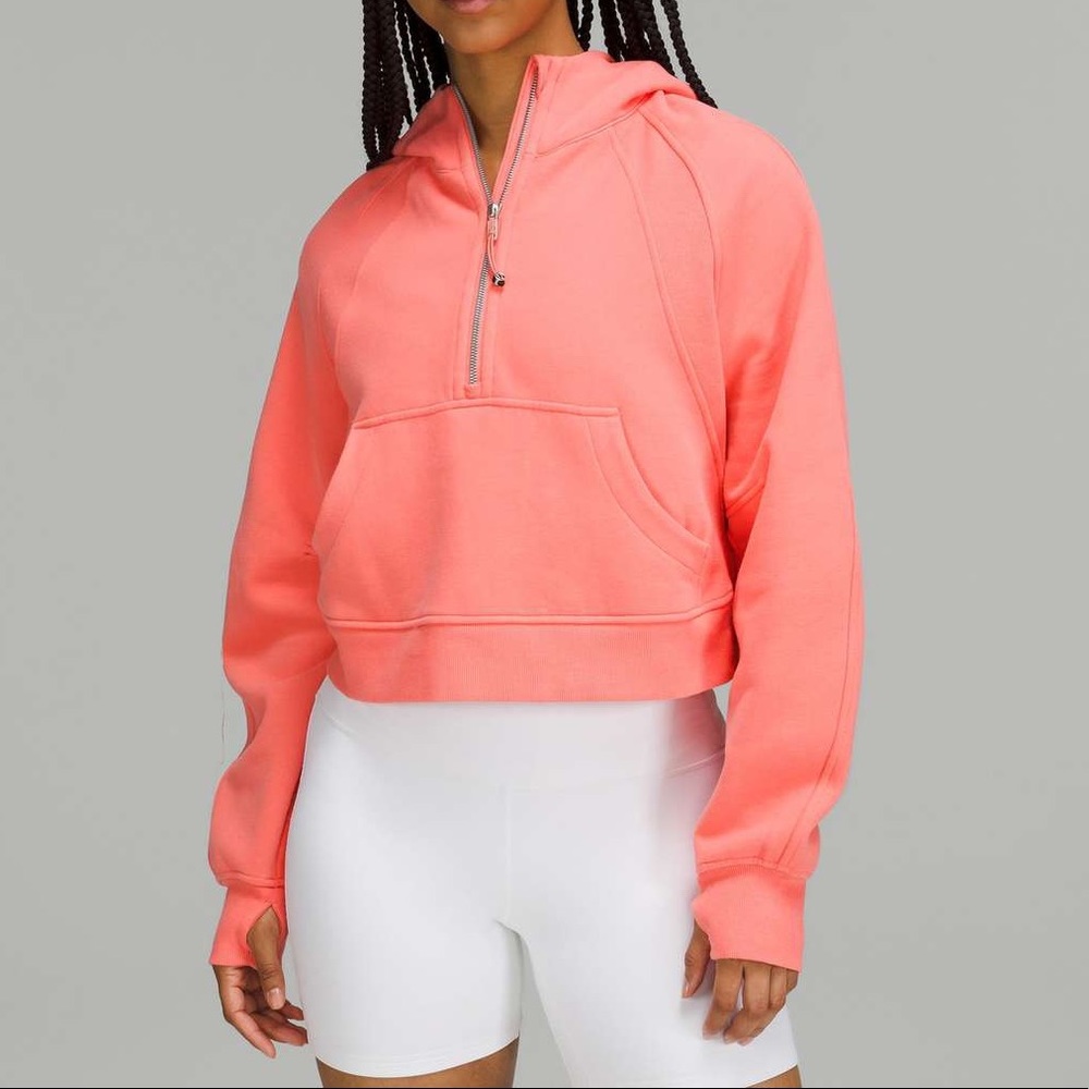 Lululemon Scuba Oversized Half Zip Hoodie raspberry cream NWOT